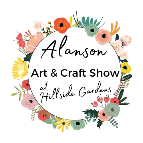Logo for Alanson Art & Craft Show at Hillside Gardens June 29-30, 2024