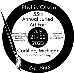 Logo for Phyllis Olson Juried Art Fair Cadillac Michigan 2023
