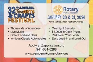 Logo for Venice-Nokomis Rotary Art Festival 2024 - 32nd Annual