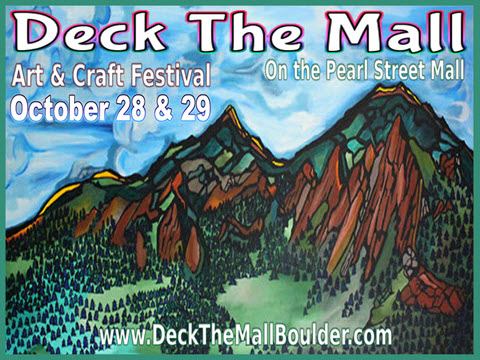 Logo for Deck the Mall on the Pearl Street Mall - 2023