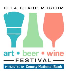 Logo for The Ella Sharp Museum's 19th Annual Art, Beer and Wine Festival presented by County National Bank