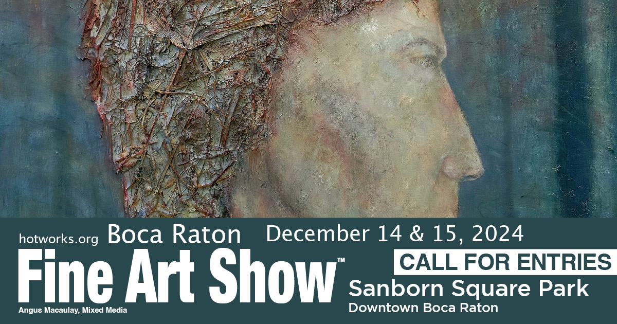 Logo for Boca Raton Fine Art Show - December 14 & 15, 2024 - by Hot Works