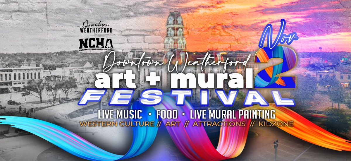 Logo for Downtown Weatherford Art & Mural Festival 2024