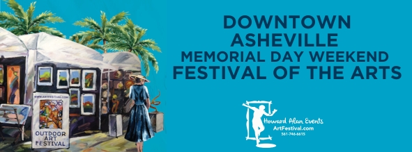 Logo for Downtown Asheville Memorial Day Weekend Art Festival May 2025 Pack Square 4th Annual