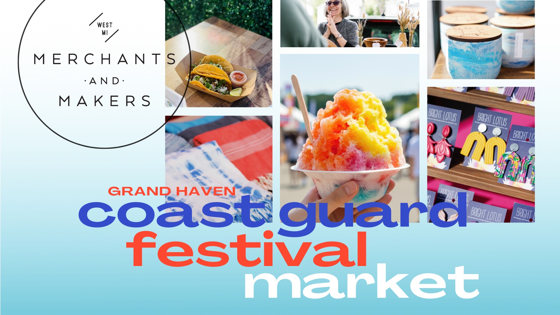 Logo for Merchants and Makers at The Grand Haven Coast Guard Festival 2025
