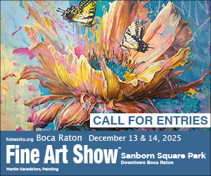 Logo for Boca Raton Fine Art Show 2025 - December 13 & 14, 2025 - by Hot Works