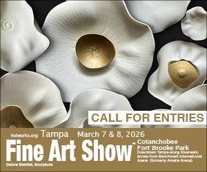 Logo for Tampa Fine Art Show by Hot Works - March 7 & 8, 2026 - downtown along Riverwalk at Cotanchobee Fort 