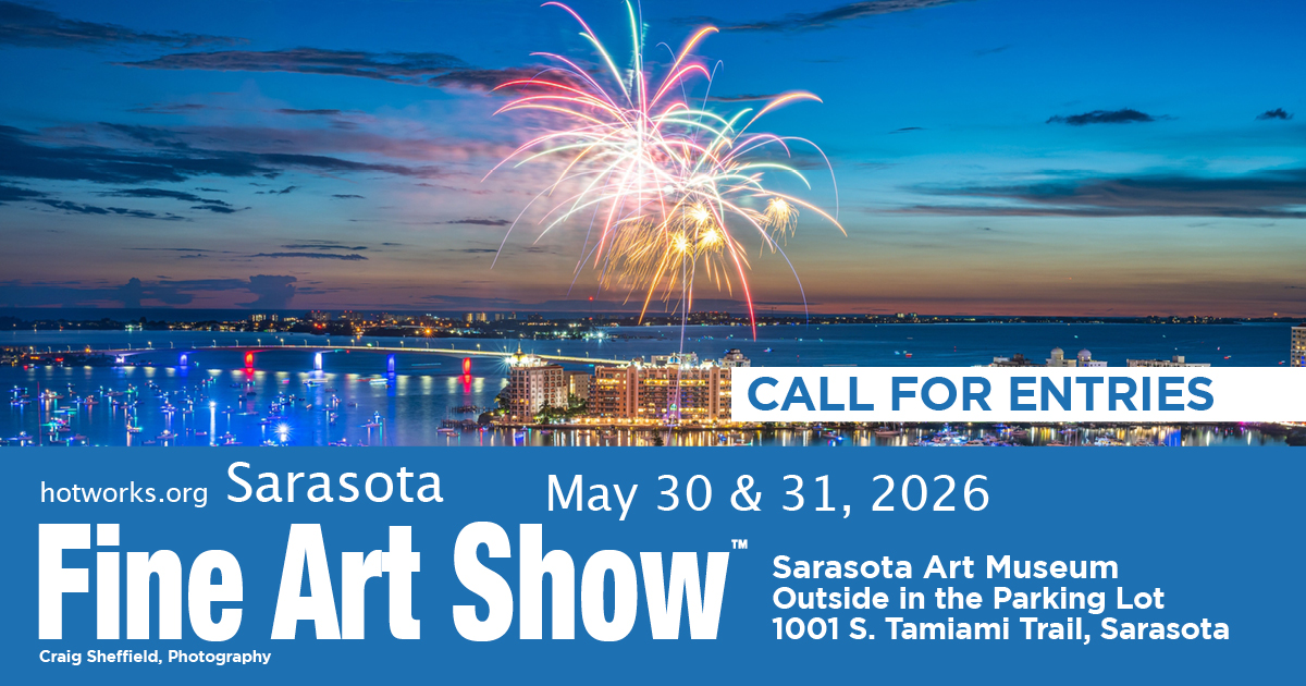 Logo for Sarasota Fine Art Show by Hot Works at Sarasota Art Museum - May 30 & 31, 2026