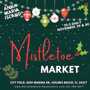 Logo for Anna Maria Island Mistletoe Market December 5-6, 2026 8th annual 