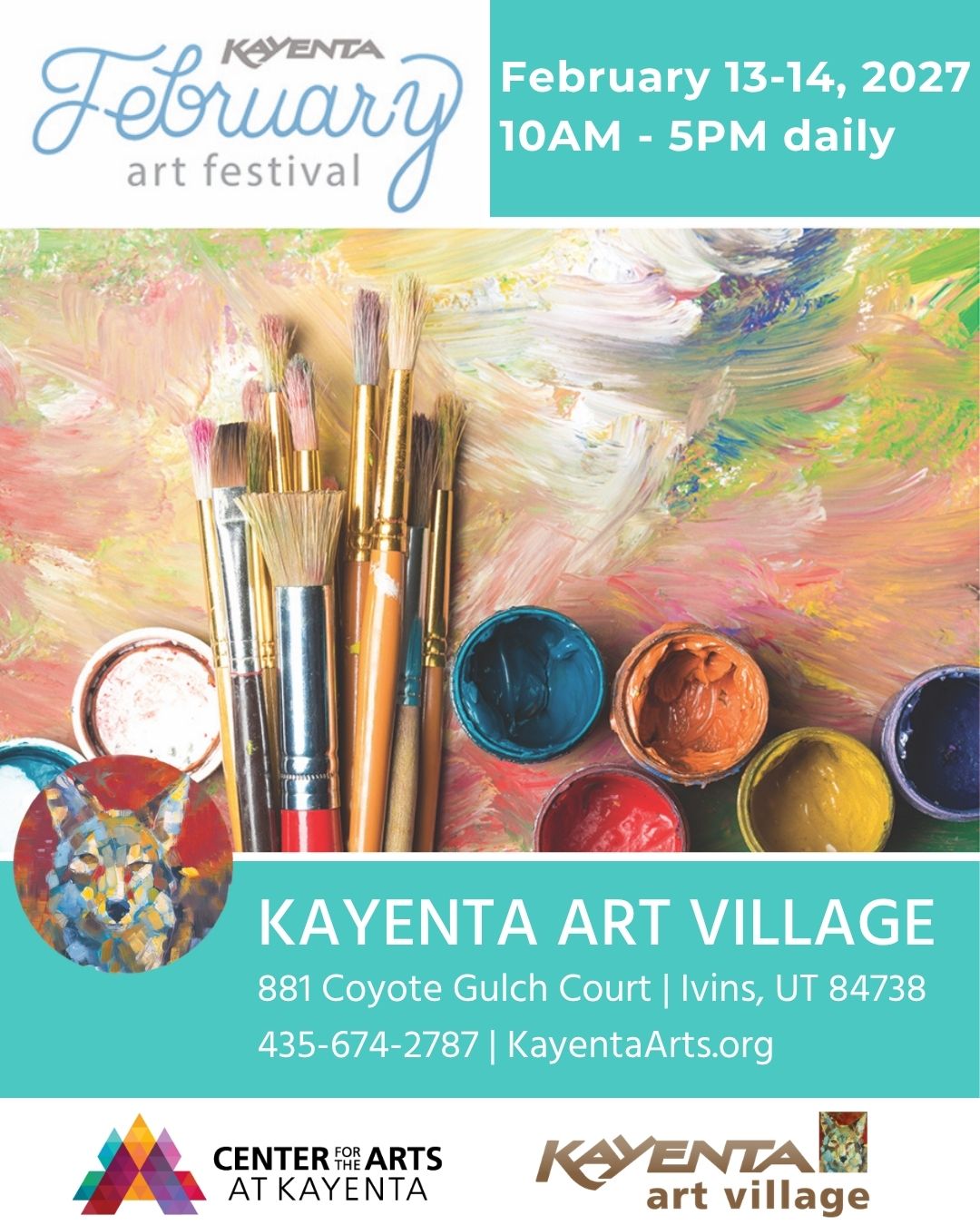 Logo for February Art Festival in the Kayenta Art Village 2027