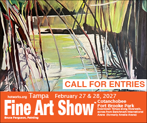 Logo for Tampa Fine Art Show by Hot Works - February 27 & 28, 2027 - downtown along Riverwalk at Cotanchobee 