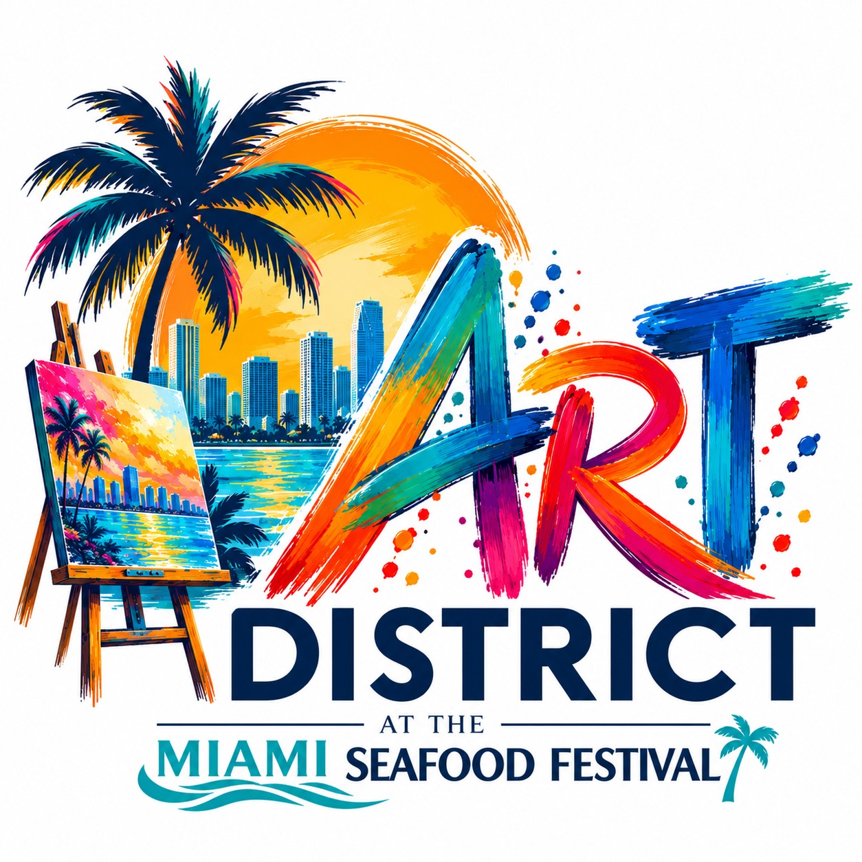 Logo for Miami Art & Seafood Festival 2027 w/ the US Paella Championships